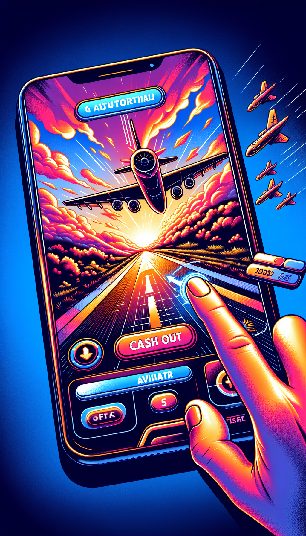 Tutorial visual mostrando cómo jugar Aviator en Bplay desde el móvil