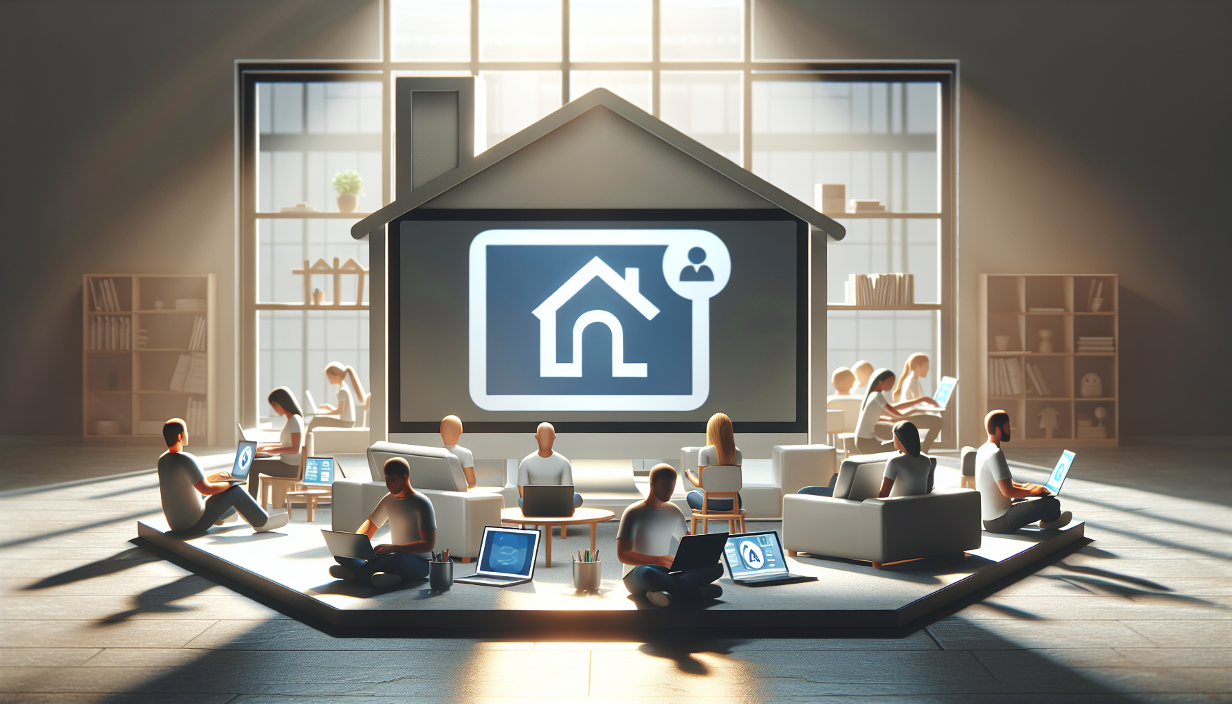 Usuarios interactuando con la plataforma Bplay en varios dispositivos digitales