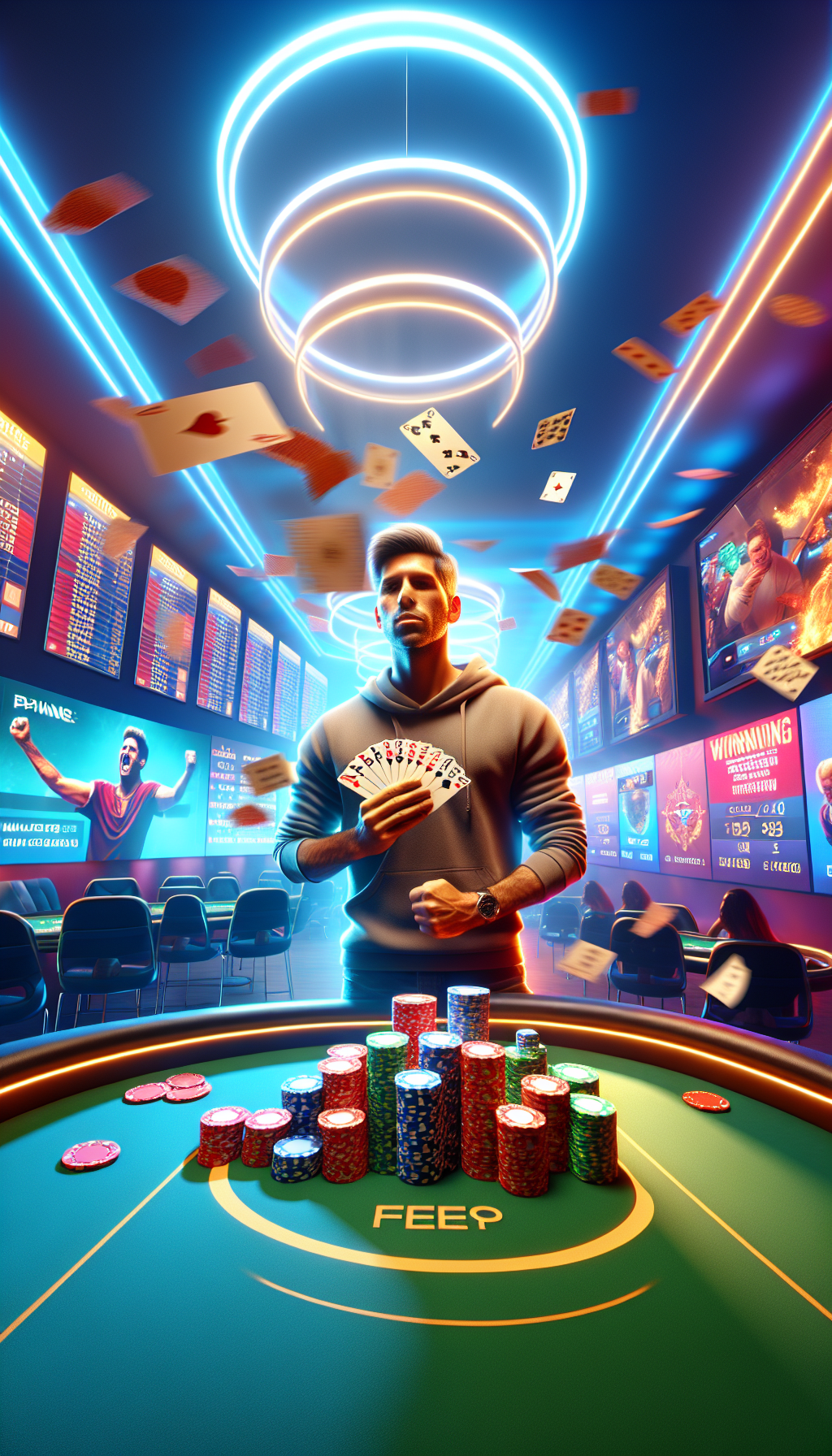 Jugador argentino celebrando su victoria en una mesa de poker online de BPLAY