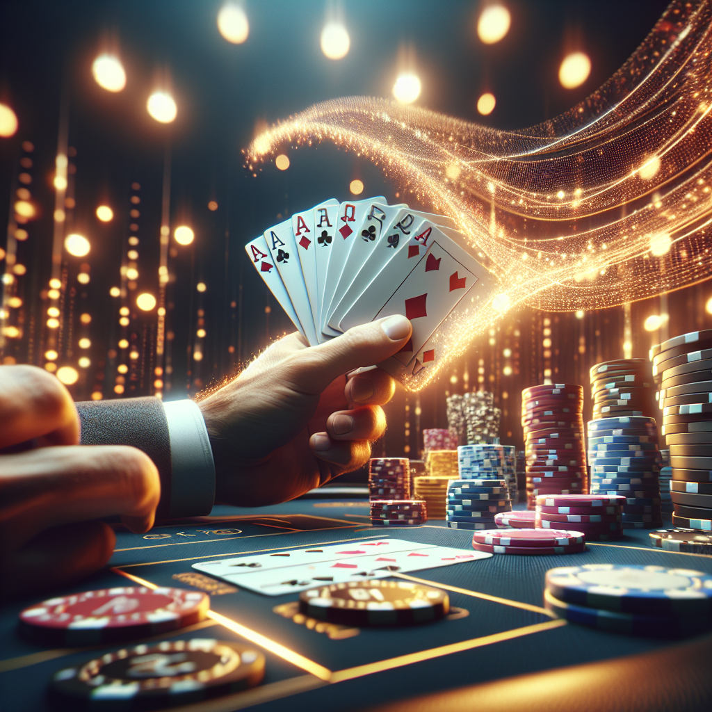 Mesa de poker digital con cartas y fichas listas para jugar