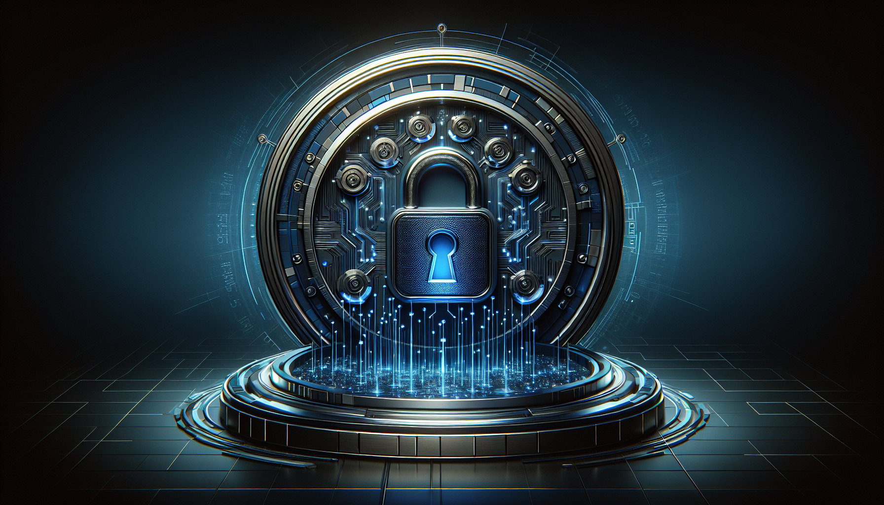 Banner sobre protección y privacidad de datos con escudos digitales y candado.