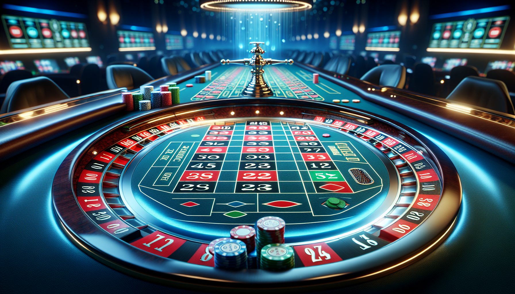 Mesa de ruleta digital en BPlay Casino con fichas virtuales y rueda visible.