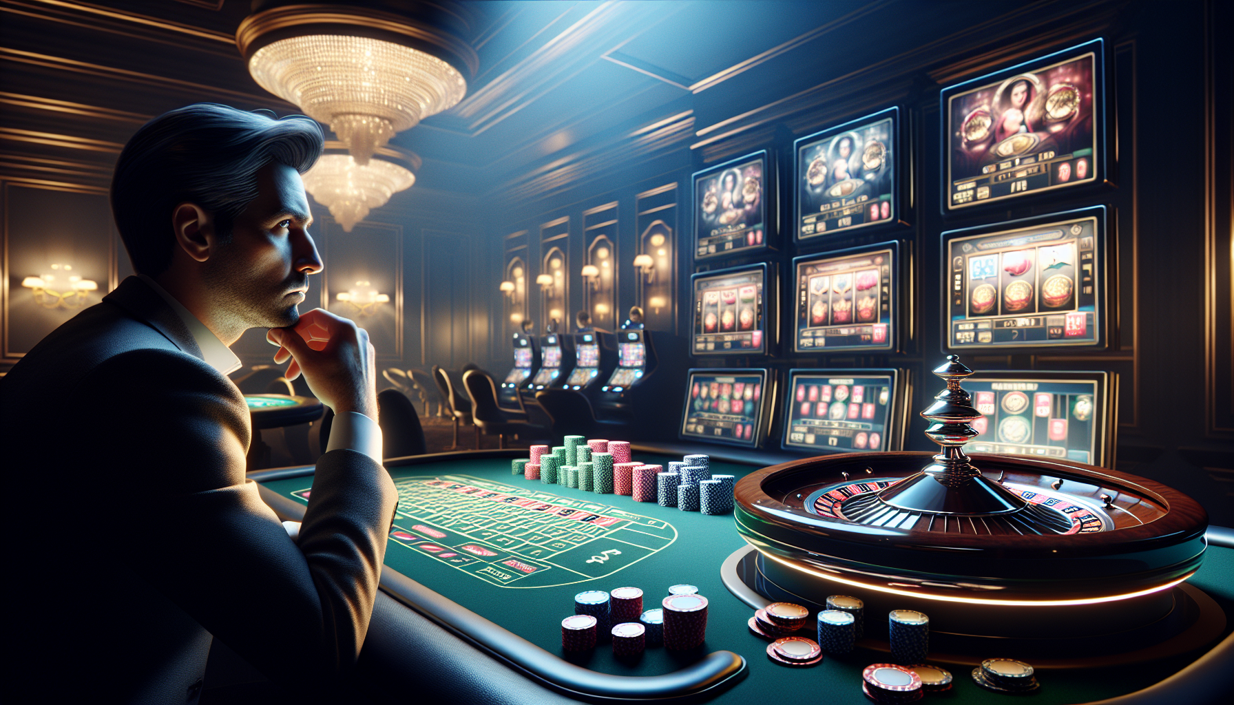 Mesa de casino con ruleta, slots y ambiente seguro en Bplay.